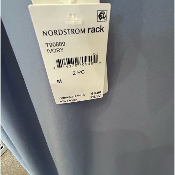 Nordstrom Rack PJ’s. White with black trim, soft and  silky. - Picture 1 of 4